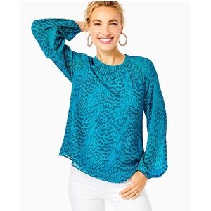 LILLY PULITZER Caline Long Sleeve Silk Top